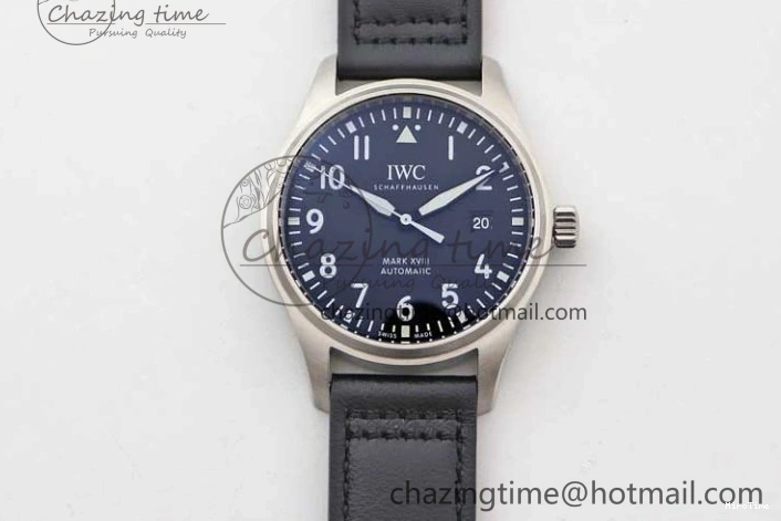 MIROTIME 0506 Vibrant Mark XVIII IW327001 SS M+F 1:1 Best Edition Black Dial on Black Leather Strap A 7055
